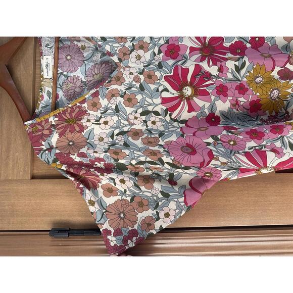 Natural Life Easy V-Neck Short Sleeve Top Pink Mustard Floral Women’s size Small - Picture 3 of 12